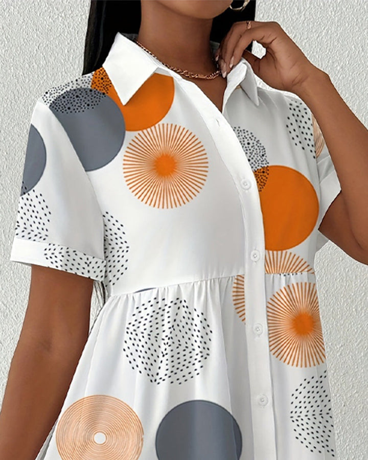 Polka Dot Print Shirt Dress