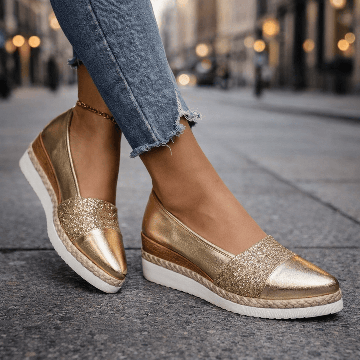 Amelia™ | Luxe Glitter Wedge Sneakers