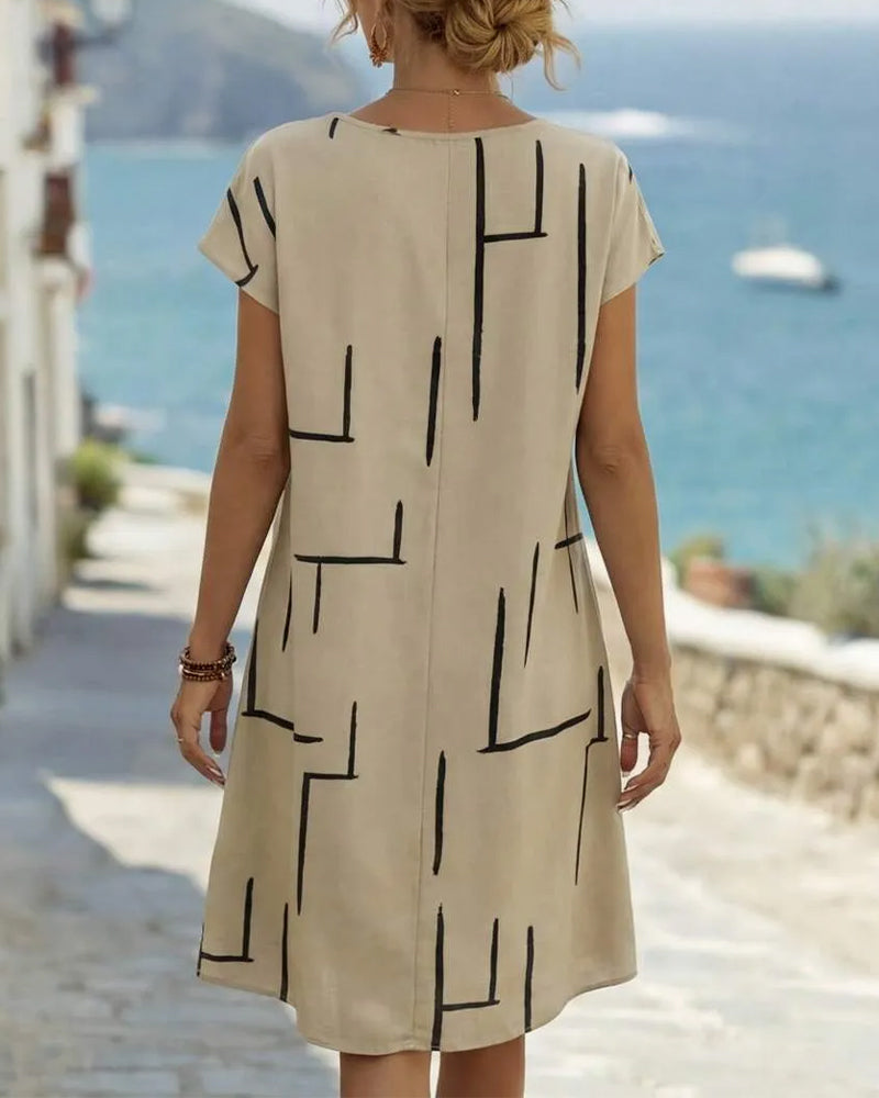Women's Summer Casual  Print Round Neck Dress