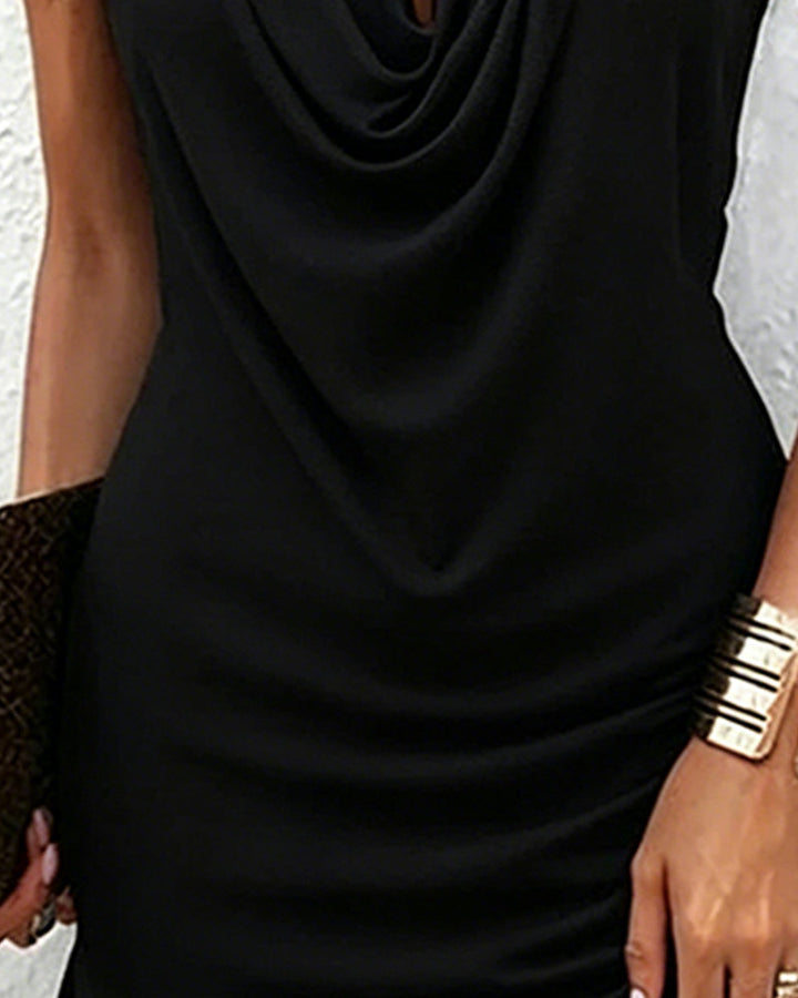 Casual Draped Collar Sleeveless Dress